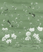 Garden of Harmony wall mural by Rebel Walls in sage green
