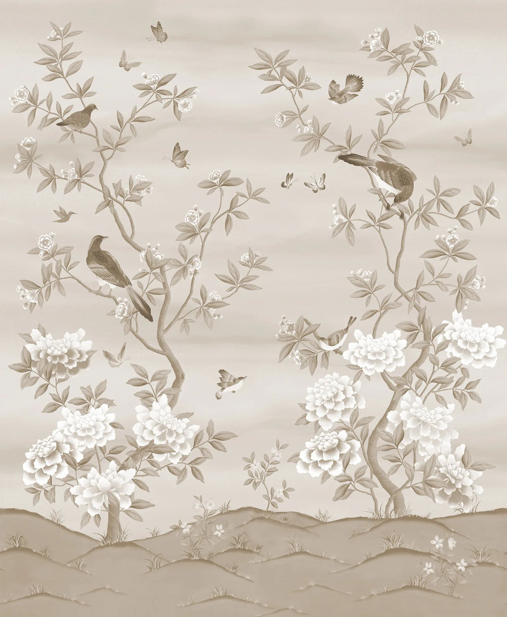 Garden of Harmony wall mural by Rebel Walls in warm beige