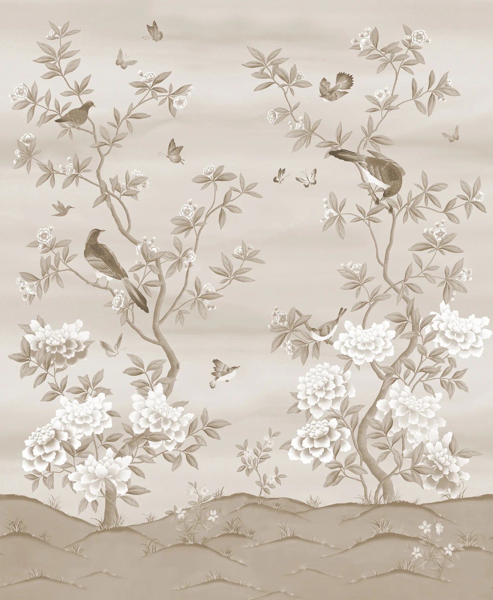 Garden of Harmony wall mural by Rebel Walls in warm beige