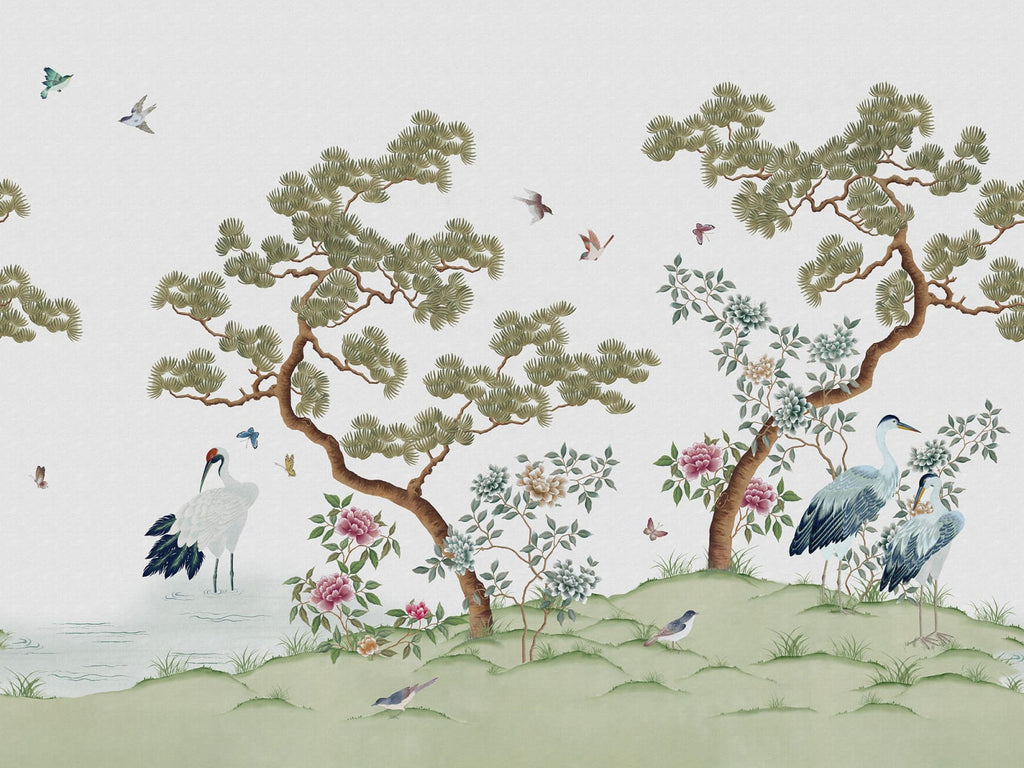 Pine Grove wall mural by Rebel Walls in white