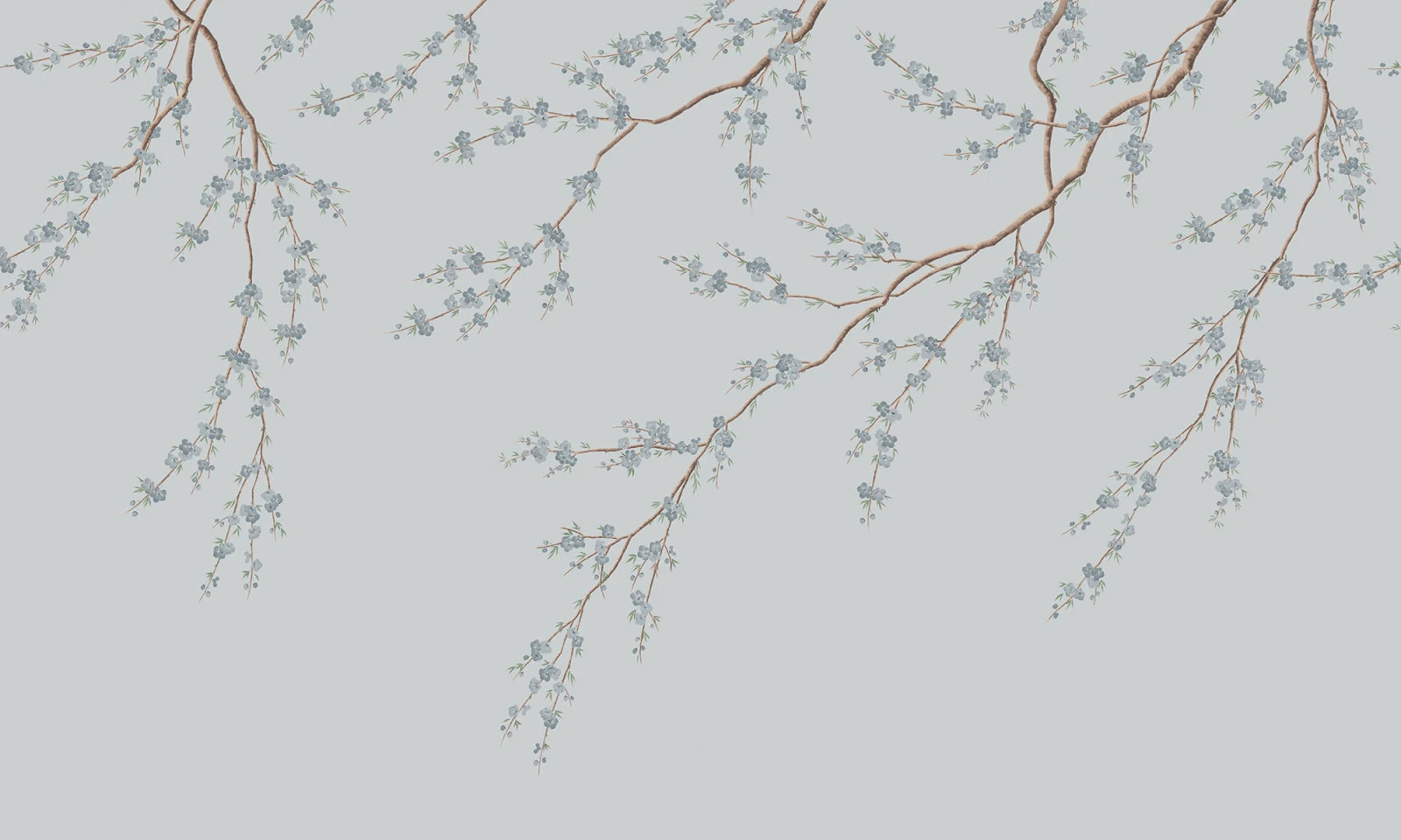Spring Breeze wall mural by Rebel Walls in soft slate blue