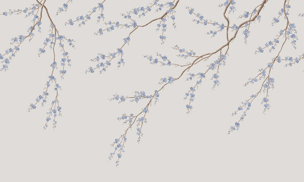 Spring Breeze wall mural by Rebel Walls in pale grey-blue