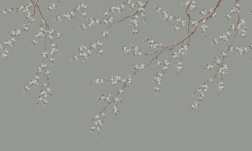 Spring Breeze wall mural by Rebel Walls in muted grey