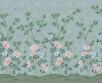 Eastern Bloom wall mural by Rebel Walls in muted slate blue