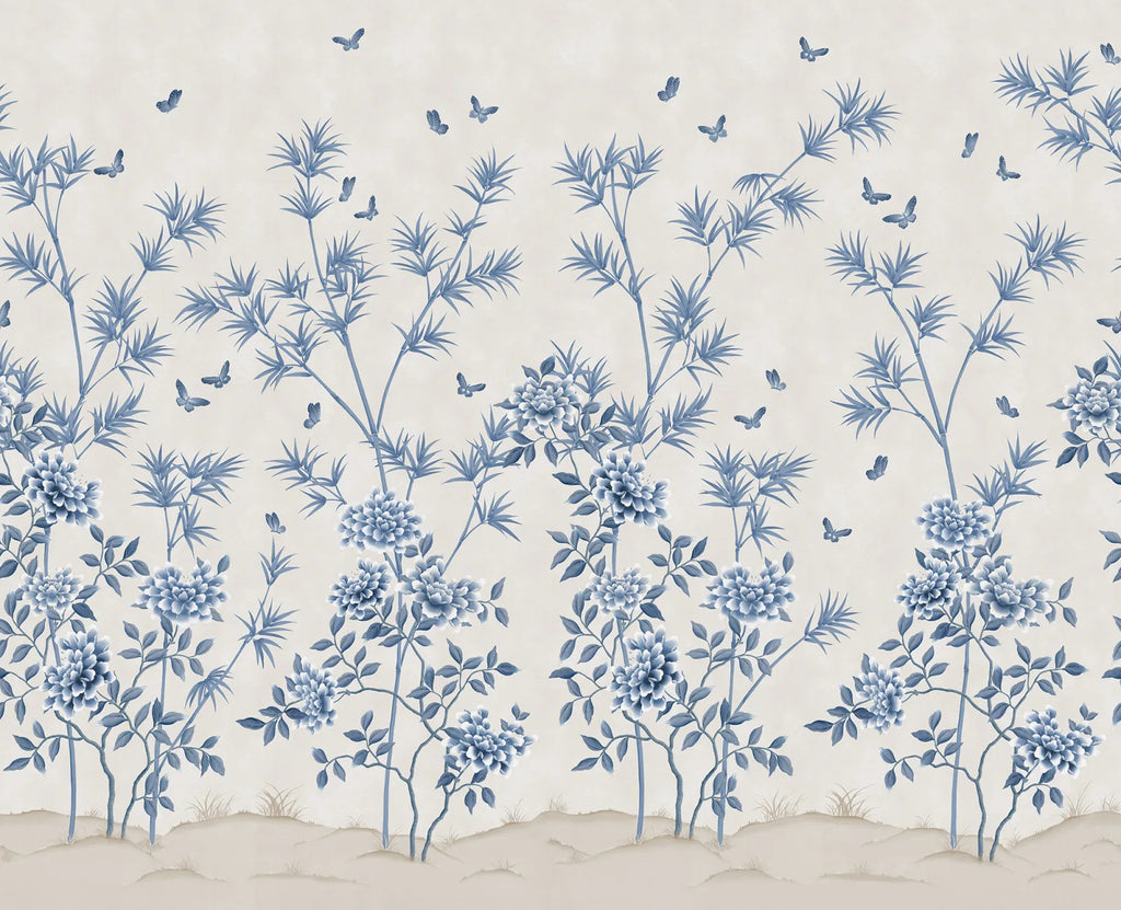 Eastern Bloom wall mural by Rebel Walls in pale blue