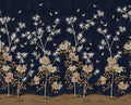 Eastern Bloom wall mural by Rebel Walls in dark navy blue