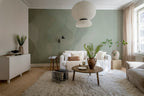 Watercolor Vertical wall mural by Rebel Walls in Green, styled room