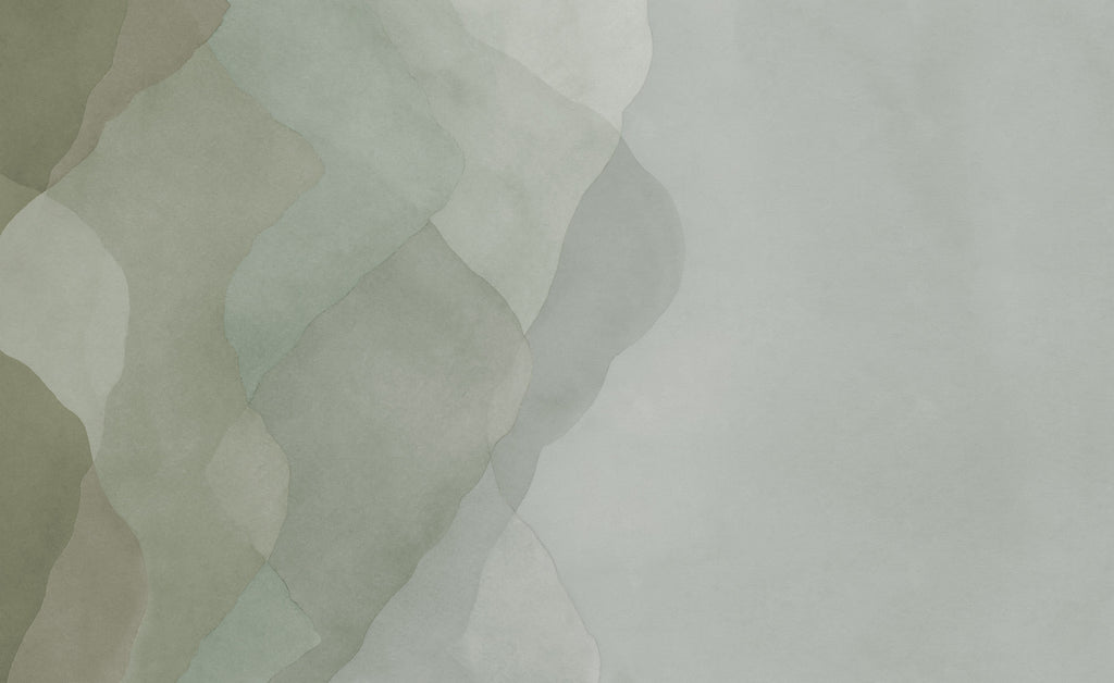 Watercolor Vertical wall mural by Rebel Walls in Green, flat swatch
