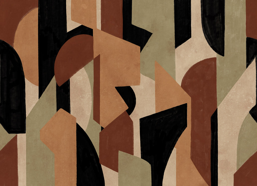 Modern Forms wall mural by Rebel Walls in Black – Terracotta, flat swatch