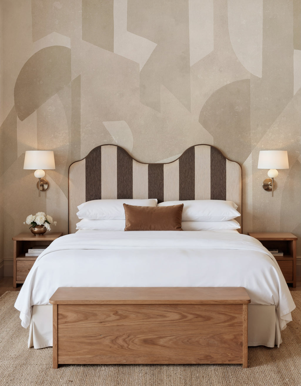 Modern Forms wall mural by Rebel Walls in Beige, styled room
