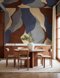 Flowing Forms wall mural by Rebel Walls in Blue – Dark Blue, styled room