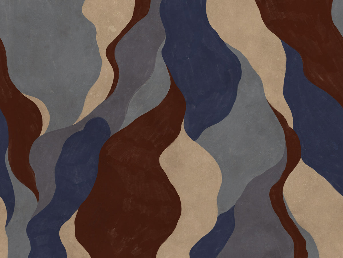 Flowing Forms wall mural by Rebel Walls in Blue – Dark Blue, flat swatch