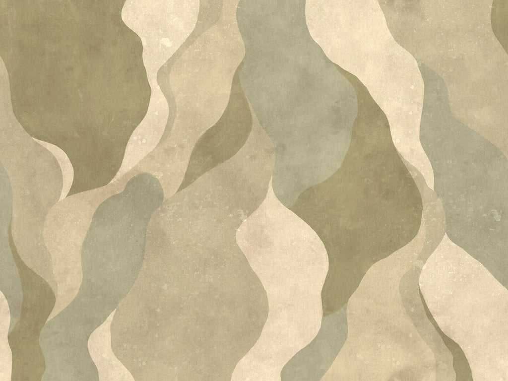 Flowing Forms wall mural by Rebel Walls in Green, flat swatch