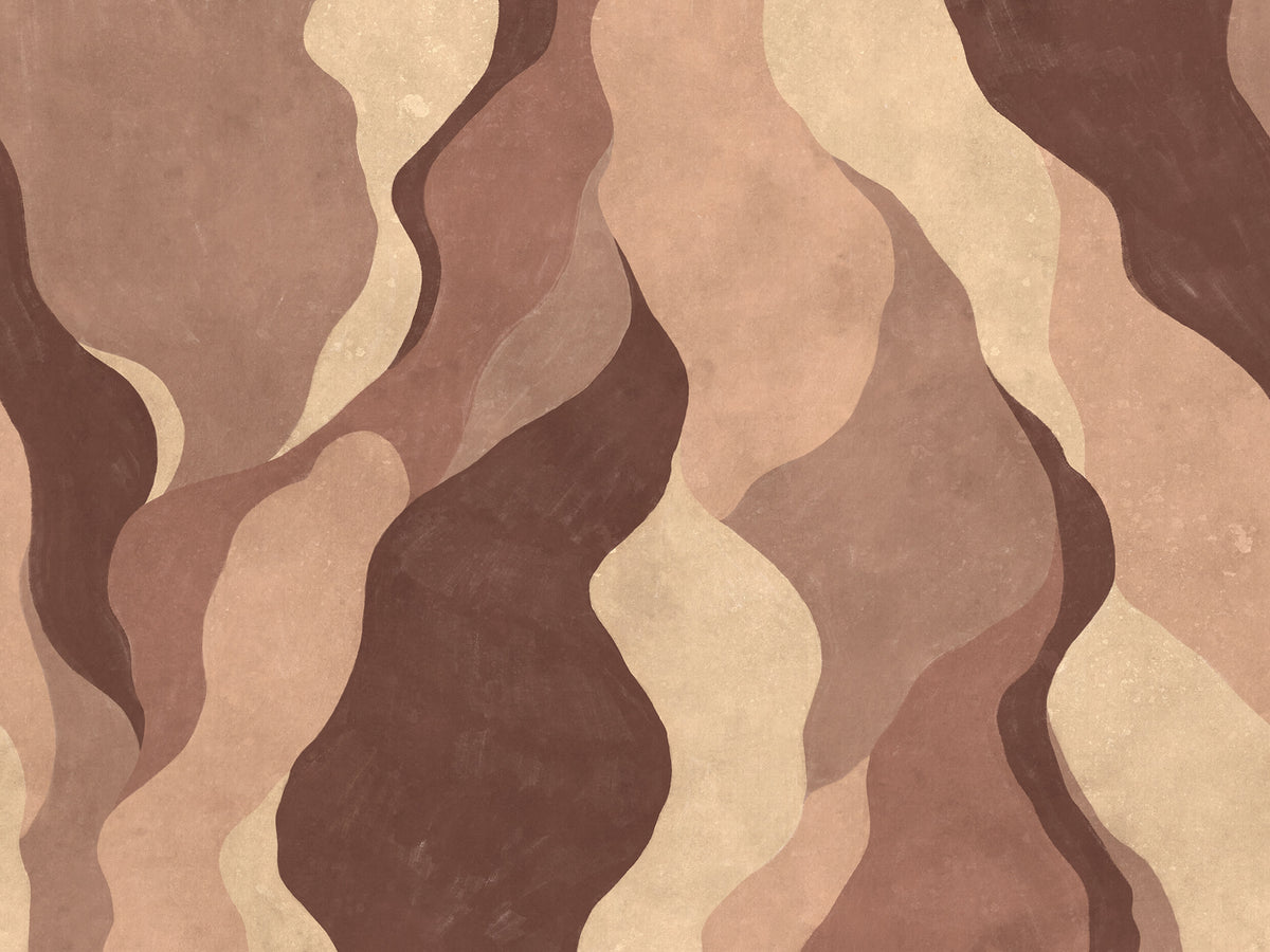 Flowing Forms wall mural by Rebel Walls in Brown, flat swatch