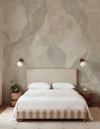 Flowing Forms wall mural by Rebel Walls in Beige, styled room