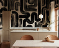 Drape Brush wall mural by Rebel Walls in Black, styled room