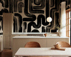 Drape Brush wall mural by Rebel Walls in Black, styled room