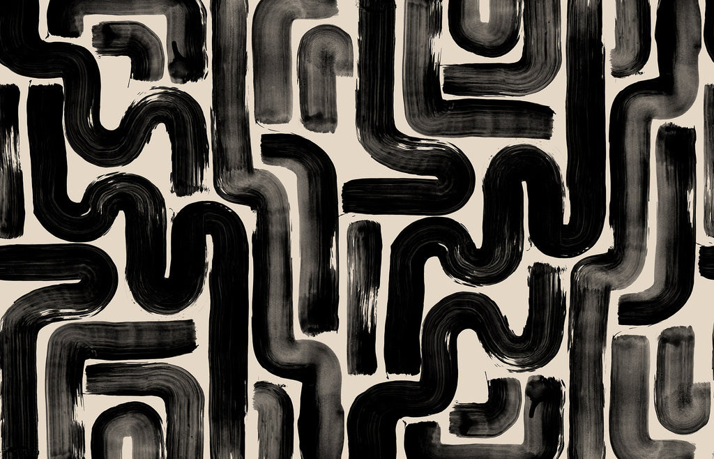 Drape Brush wall mural by Rebel Walls in Black, flat swatch