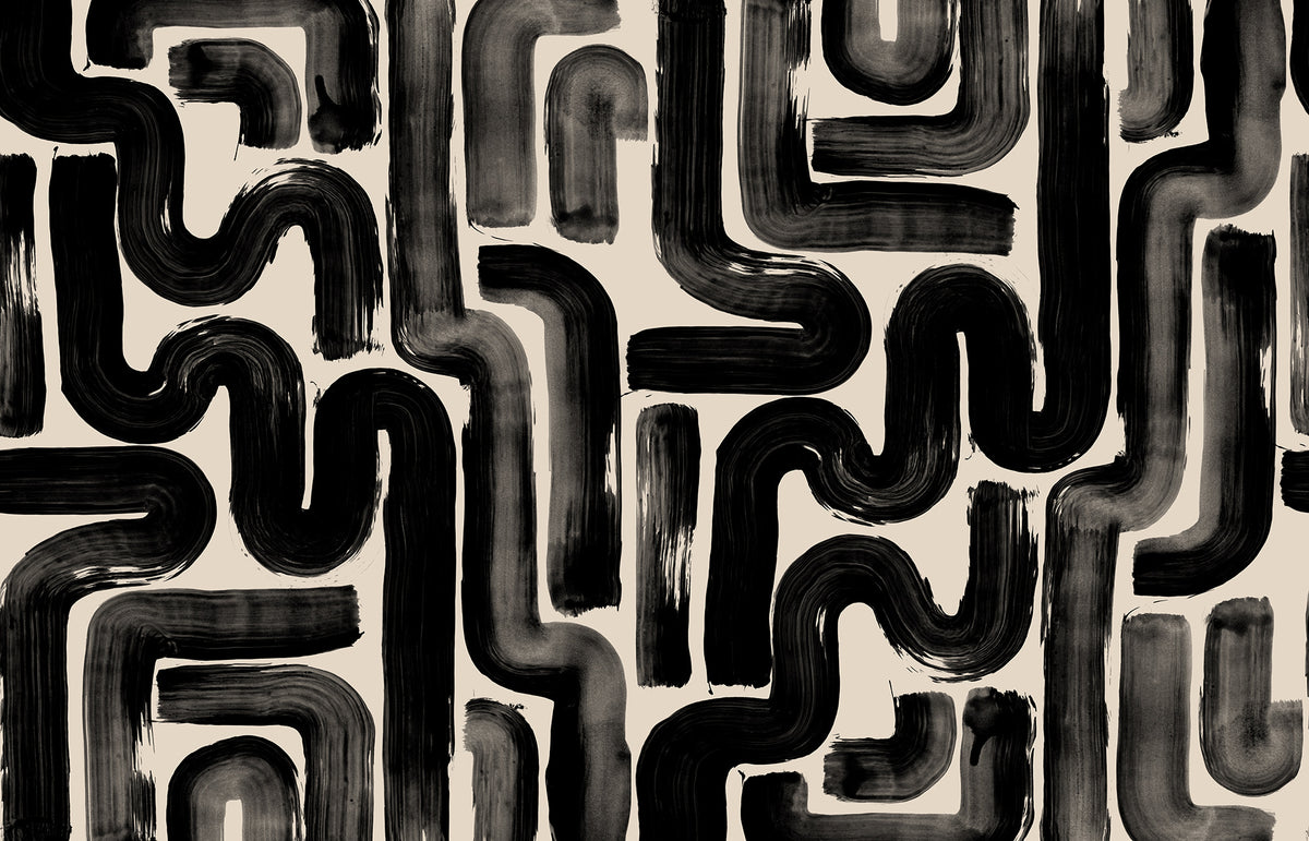 Drape Brush wall mural by Rebel Walls in Black, flat swatch
