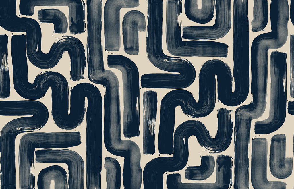 Drape Brush wall mural by Rebel Walls in Blue – Dark Blue, flat swatch