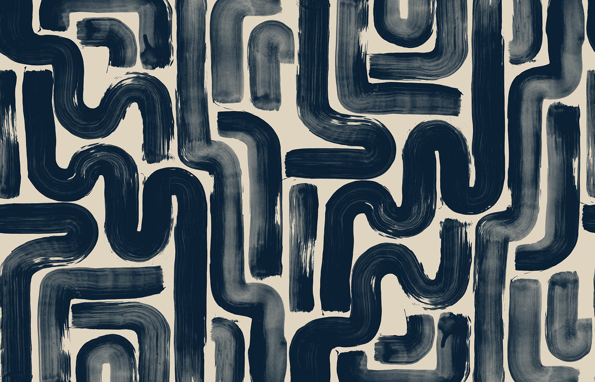 Drape Brush wall mural by Rebel Walls in Blue – Dark Blue, flat swatch