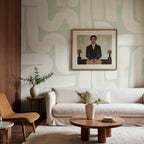 Drape Brush wall mural by Rebel Walls in Green, styled room