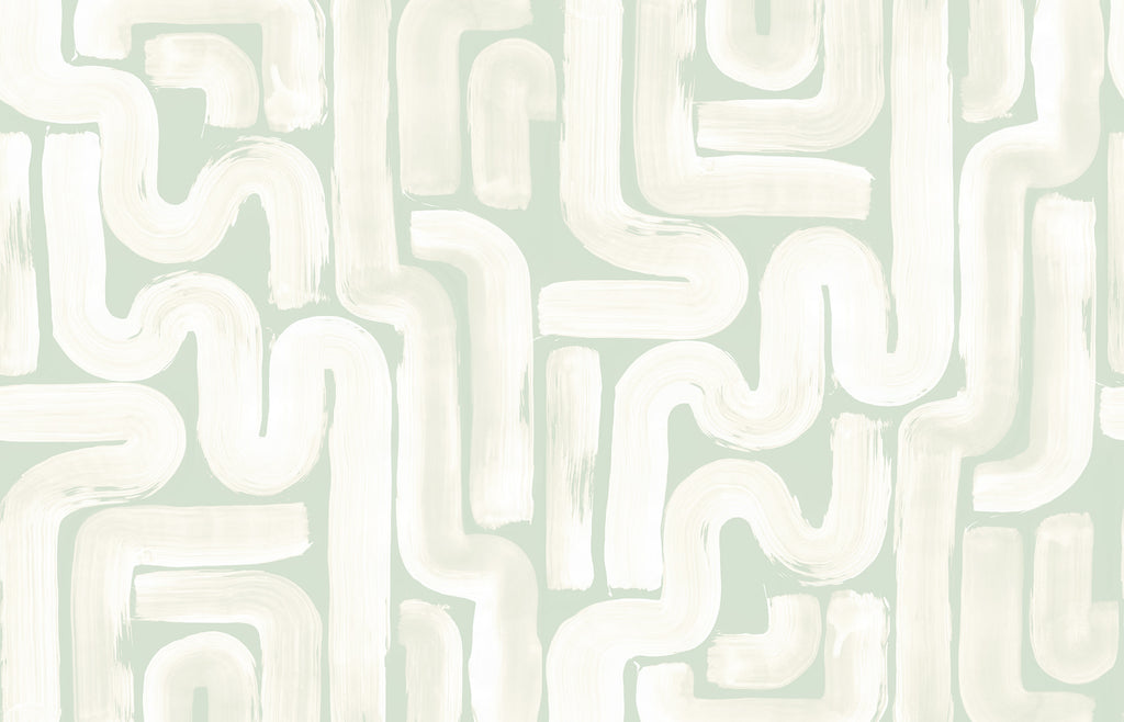 Drape Brush wall mural by Rebel Walls in Light Green, flat swatch