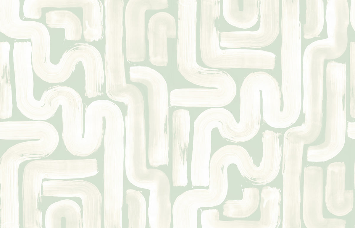 Drape Brush wall mural by Rebel Walls in Light Green, flat swatch