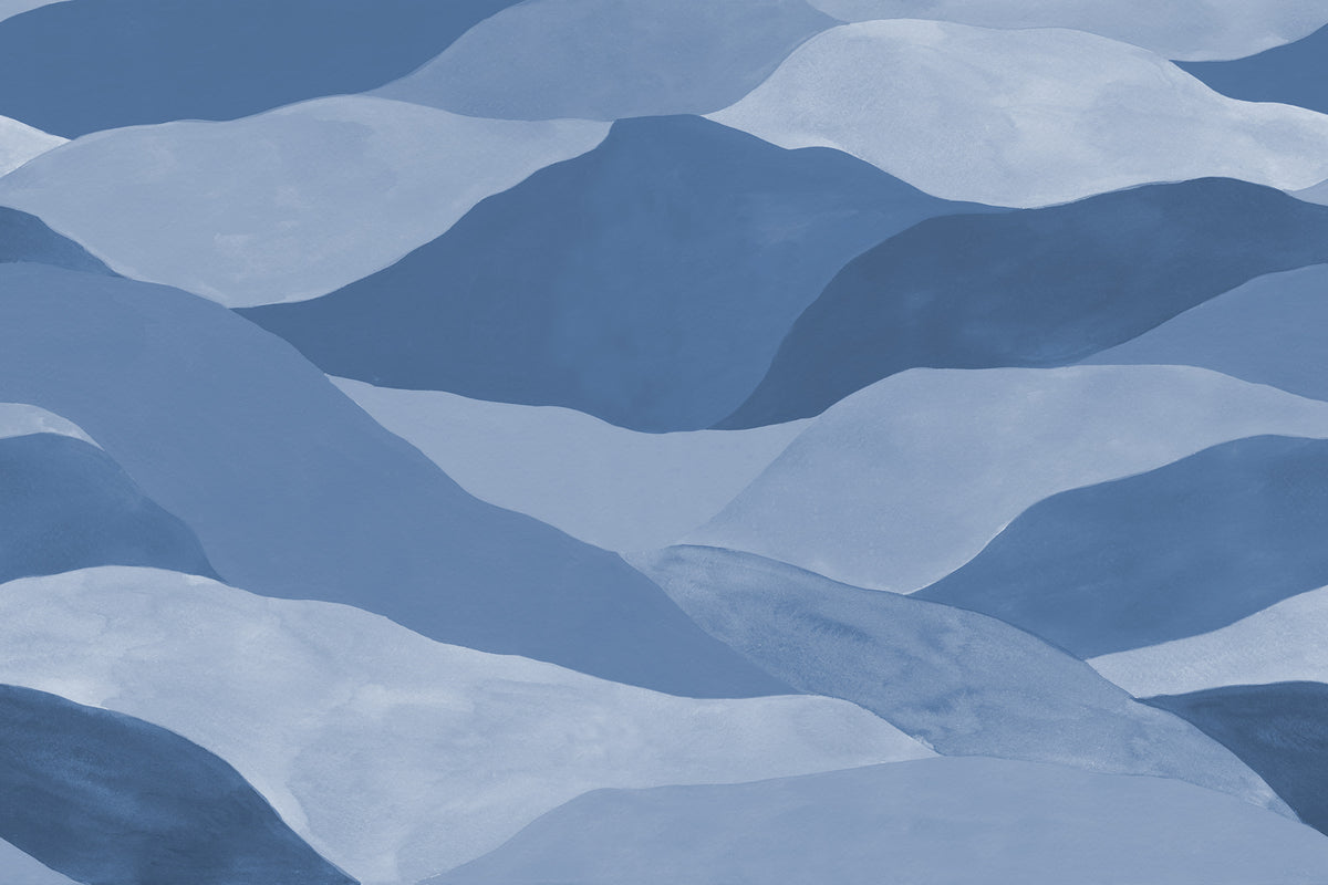 Misty Peaks wall mural by Rebel Walls in Blue, flat swatch