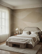 Misty Peaks wall mural by Rebel Walls in Peach, styled room