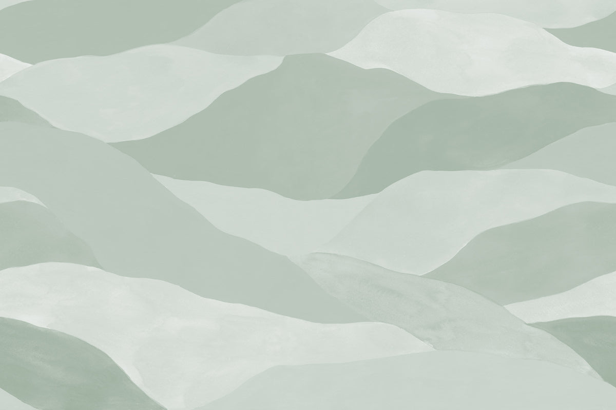 Misty Peaks wall mural by Rebel Walls in Light Green, flat swatch