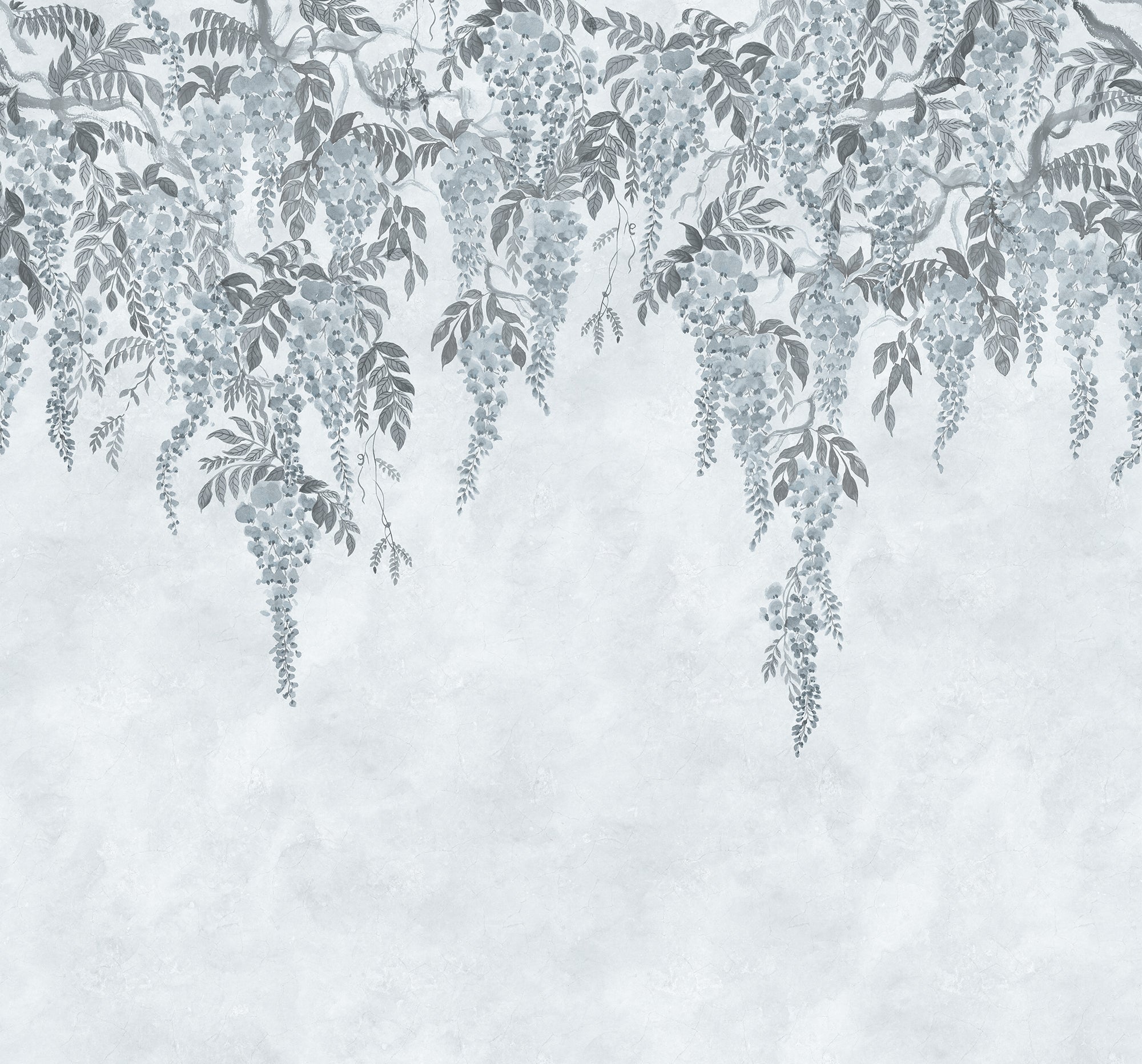 Whispers Wisteria wall mural by Rebel Walls in Blue, flat swatch