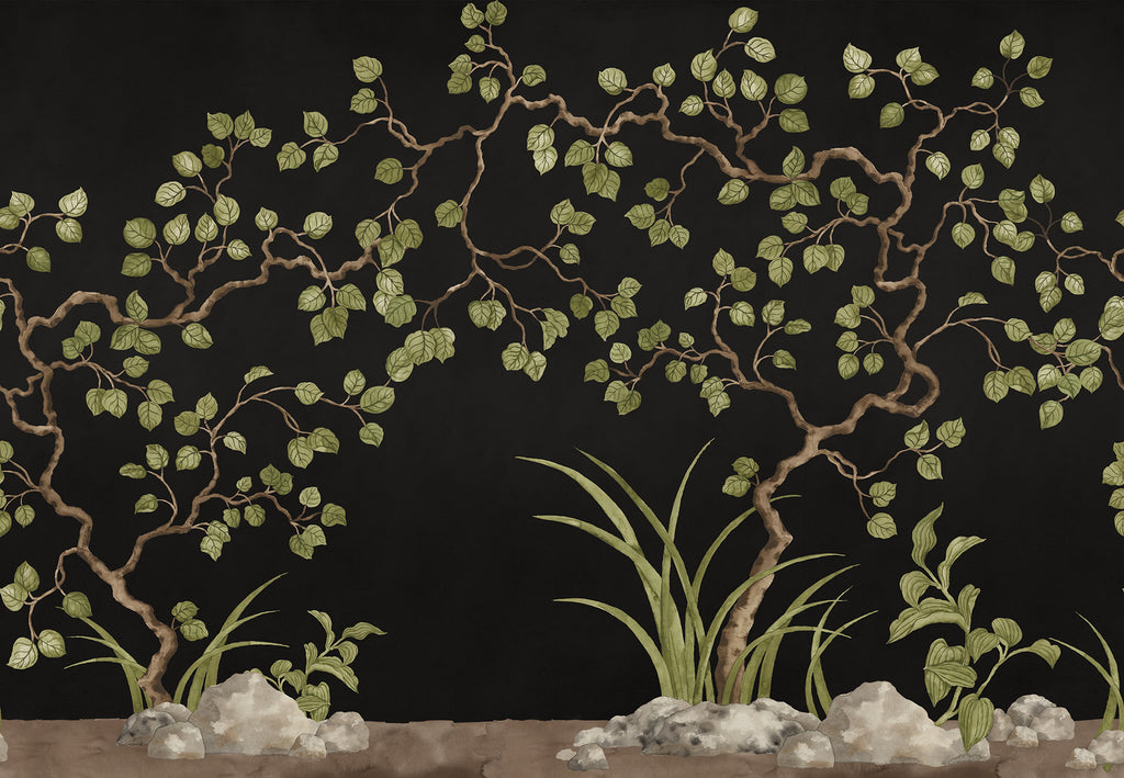 Forest of Dreams wall mural by Rebel Walls in Black, flat swatch