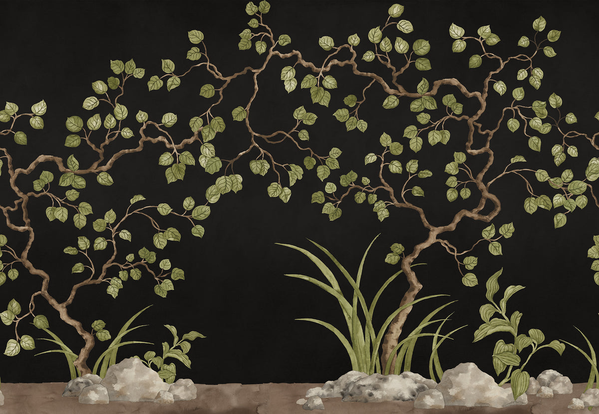 Forest of Dreams wall mural by Rebel Walls in Black, flat swatch