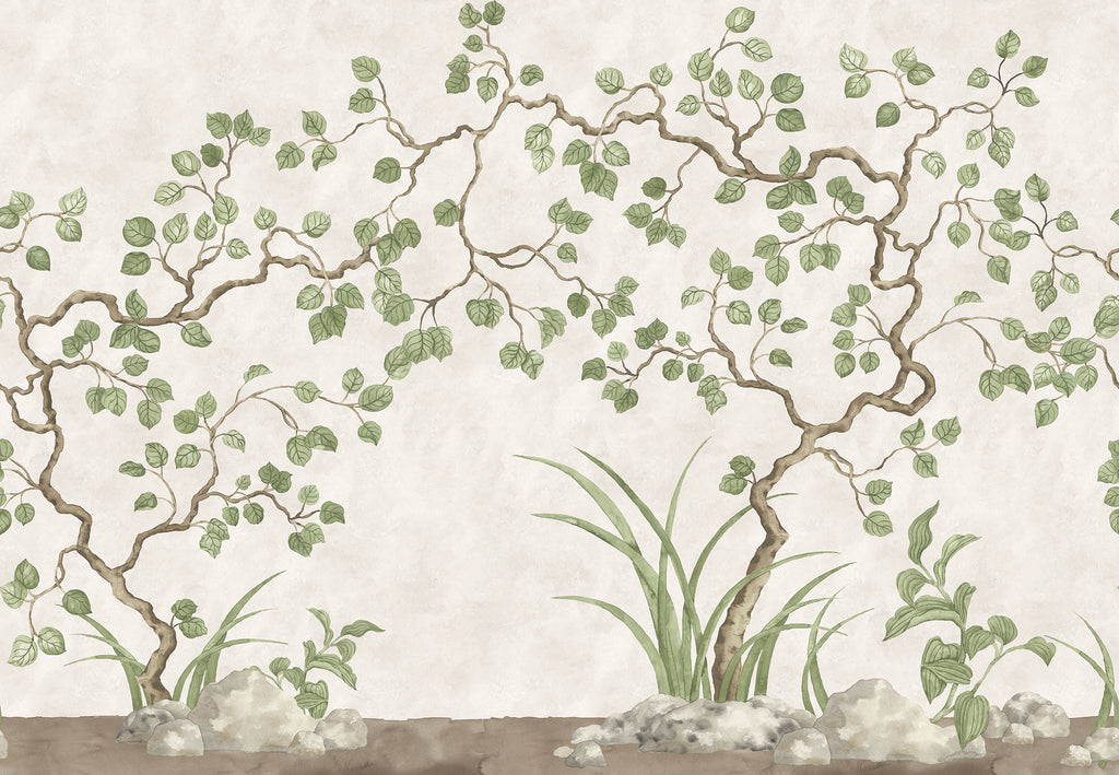 Forest of Dreams wall mural by Rebel Walls in Beige, flat swatch