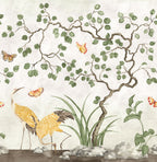 Where Cranes Dream wall mural by Rebel Walls in Beige, flat swatch