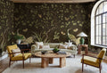 Where Cranes Dream wall mural by Rebel Walls in Black, styled room