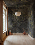 Opulence Storm wall mural by Rebel Walls in Black, styled room