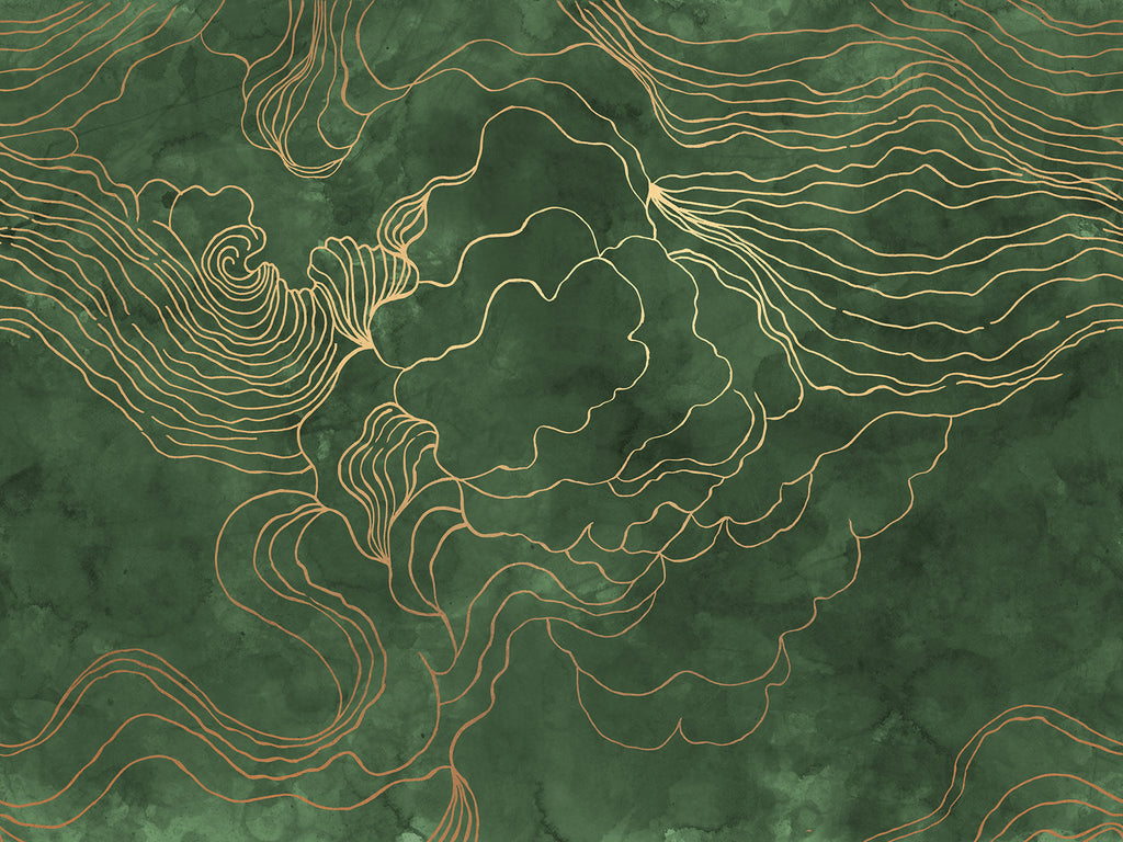 Opulence Storm wall mural by Rebel Walls in Green, flat swatch