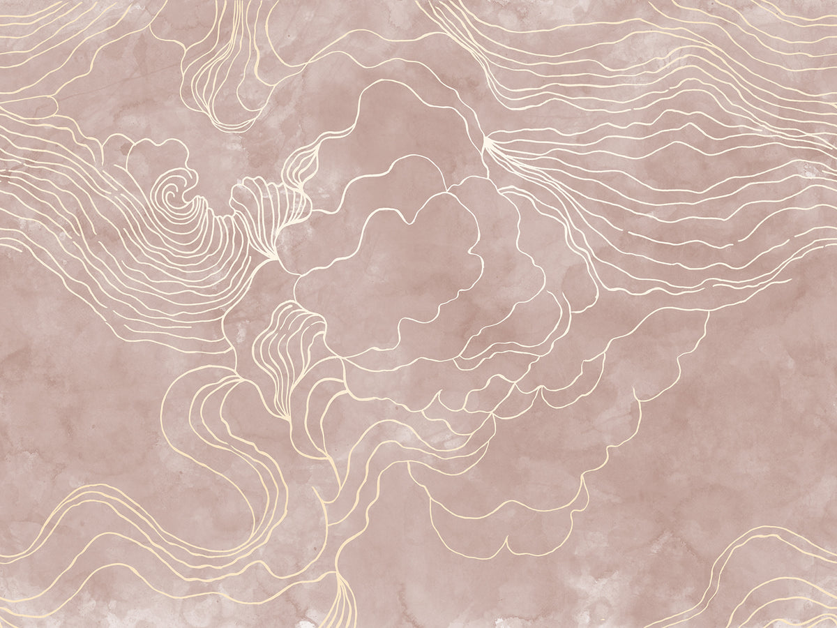 Opulence Storm wall mural by Rebel Walls in Pink, flat swatch