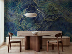Opulence Storm wall mural by Rebel Walls in Blue – Dark Blue, styled room