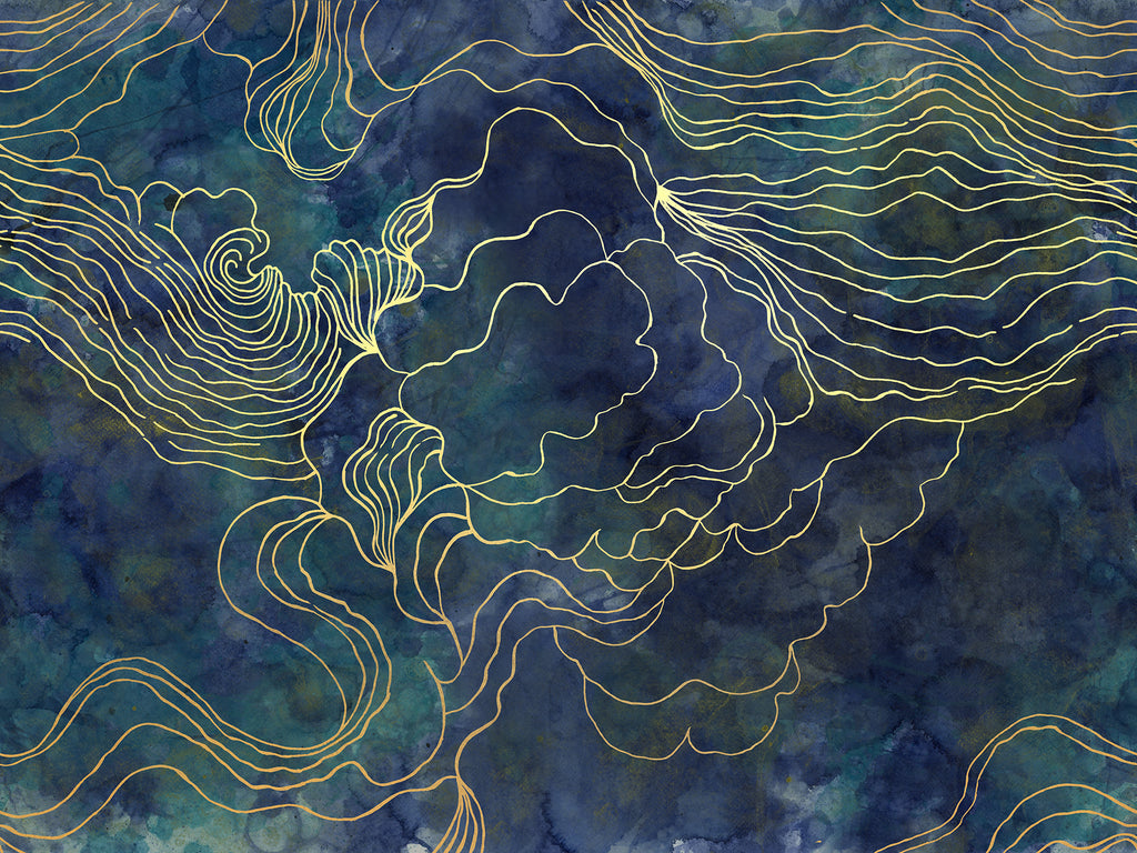 Opulence Storm wall mural by Rebel Walls in Navy, flat swatch