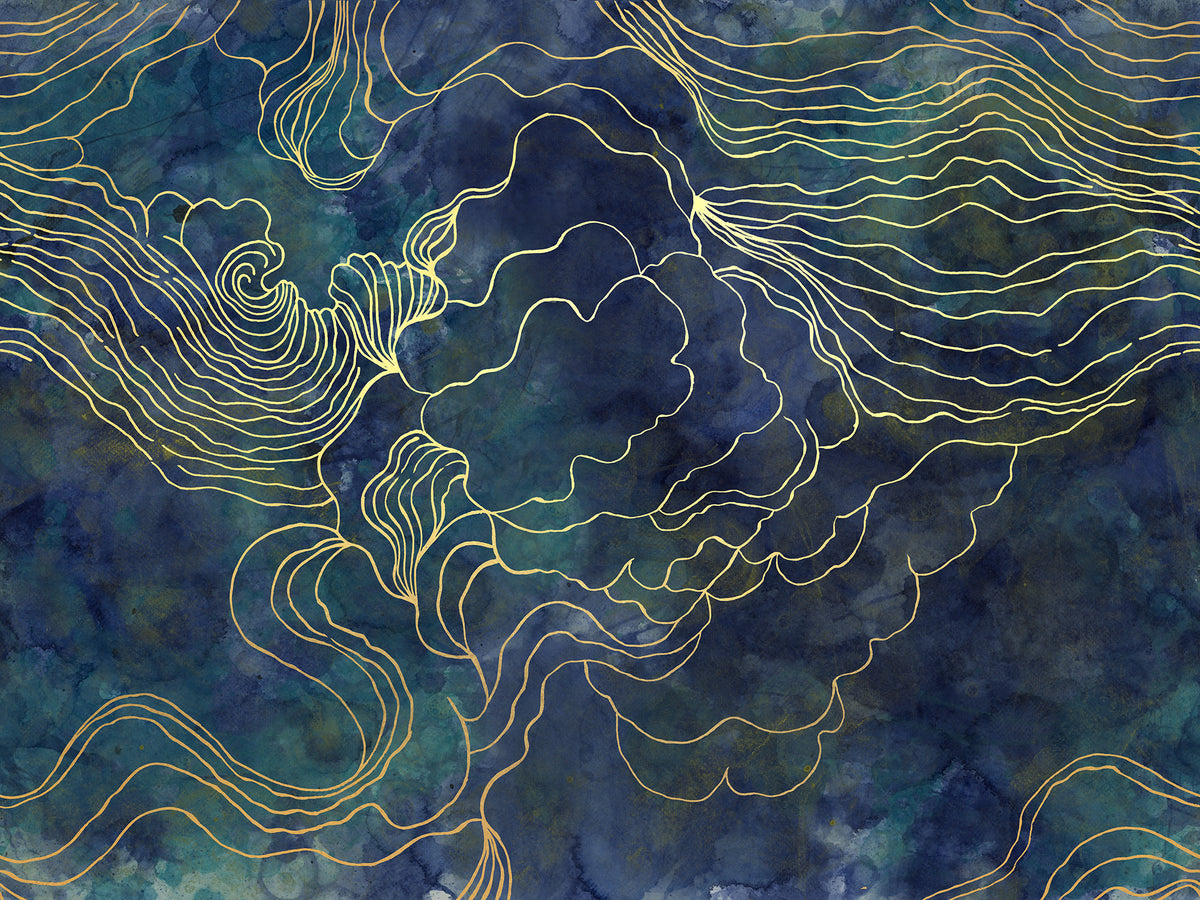 Opulence Storm wall mural by Rebel Walls in Navy, flat swatch