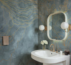 Opulence Storm wall mural by Rebel Walls in Blue, styled room