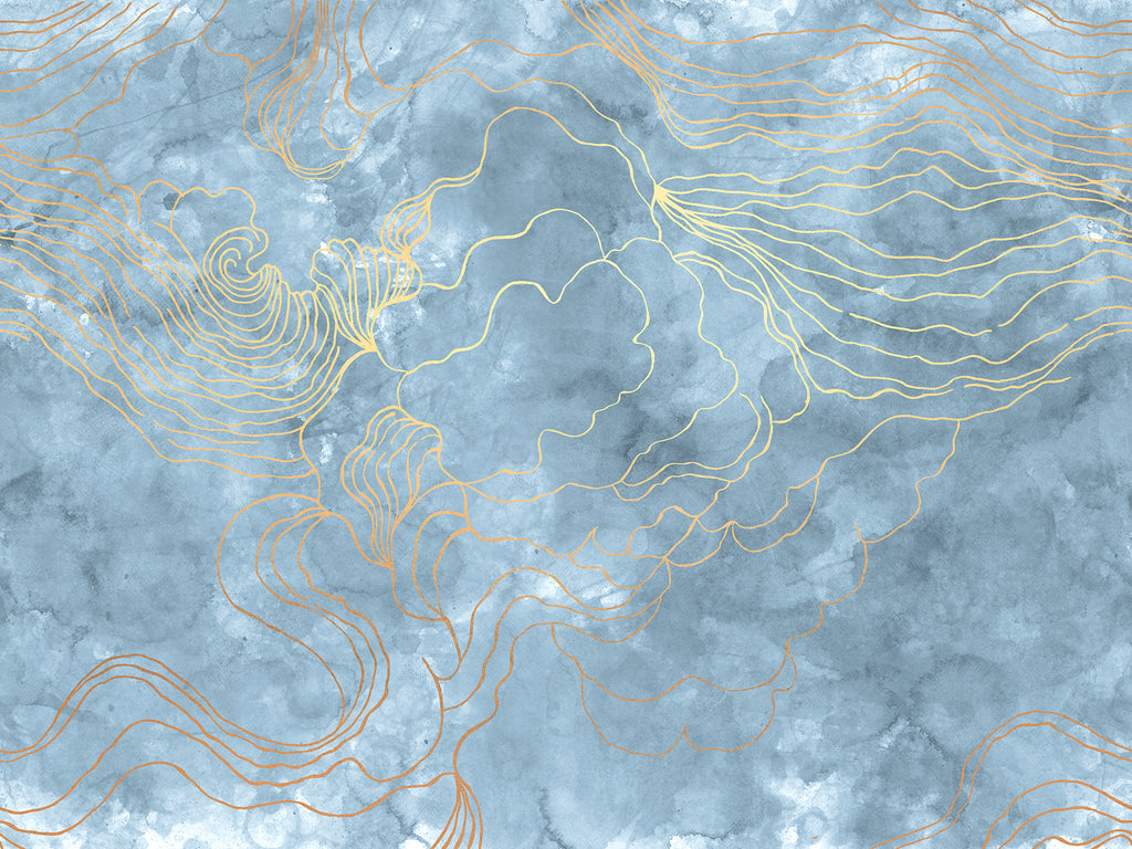 Opulence Storm wall mural by Rebel Walls in Blue, flat swatch