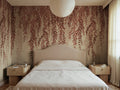 Whispers of Bamboo wall mural by Rebel Walls in Red, styled room