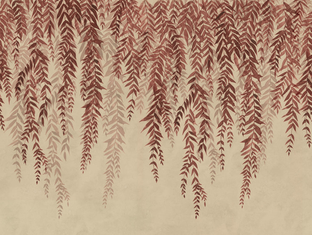 Whispers of Bamboo wall mural by Rebel Walls in Red, flat swatch