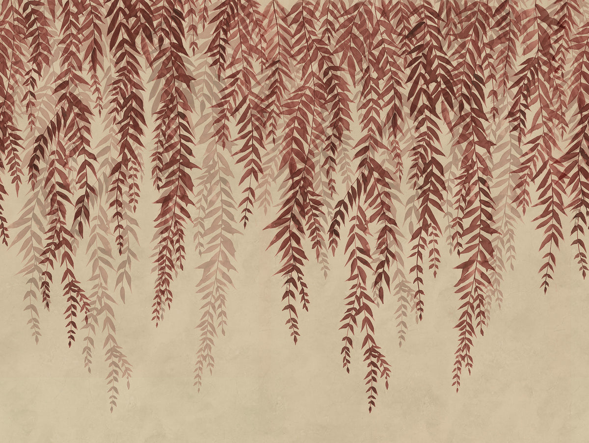 Whispers of Bamboo wall mural by Rebel Walls in Red, flat swatch