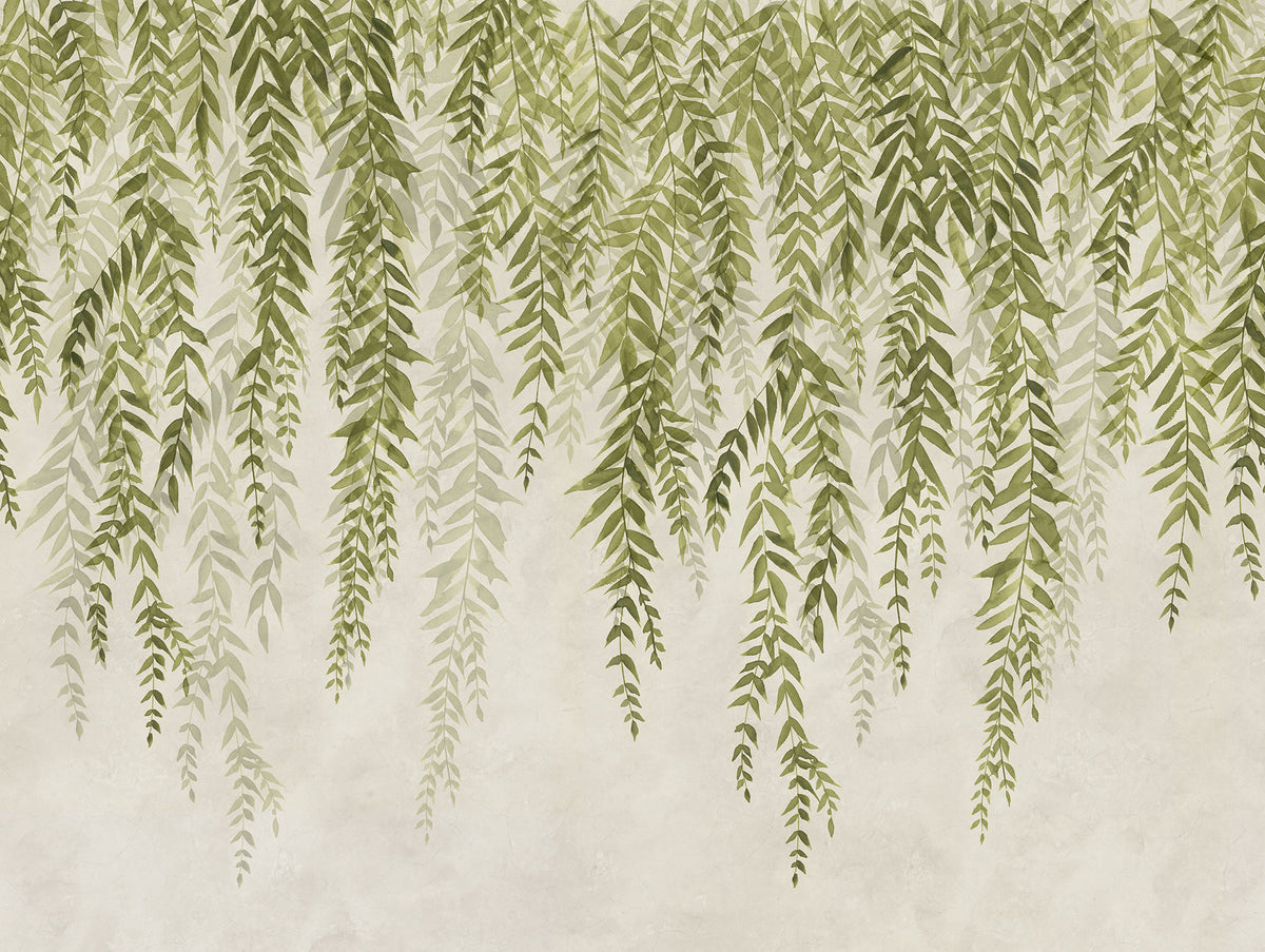 Whispers of Bamboo wall mural by Rebel Walls in Green, flat swatch