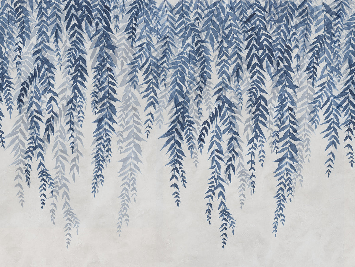 Whispers of Bamboo wall mural by Rebel Walls in Blue, flat swatch